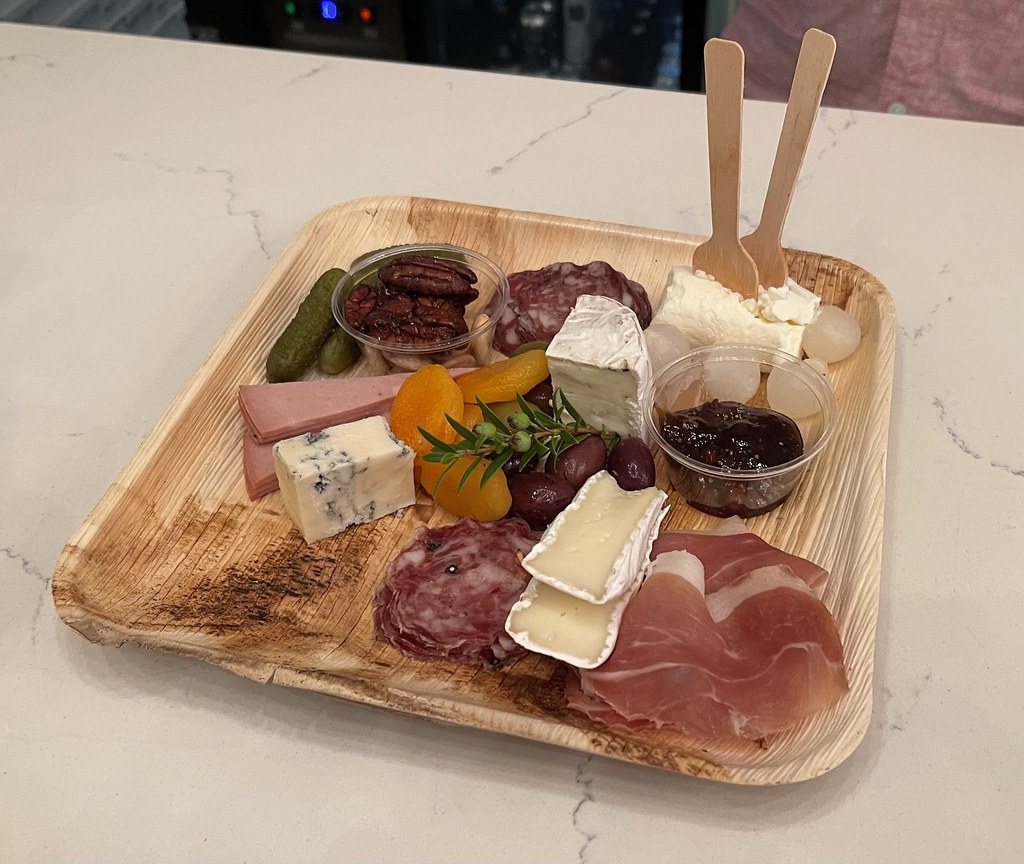 Cheese and charcuterie assortment with preserves